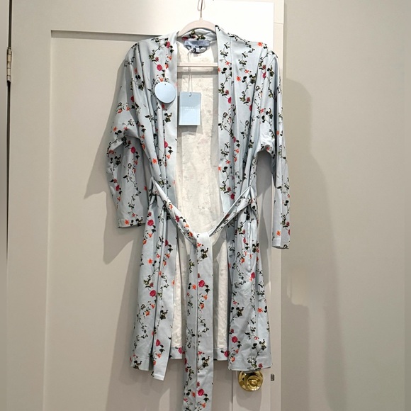 Floral Women's Robe in Light Blue